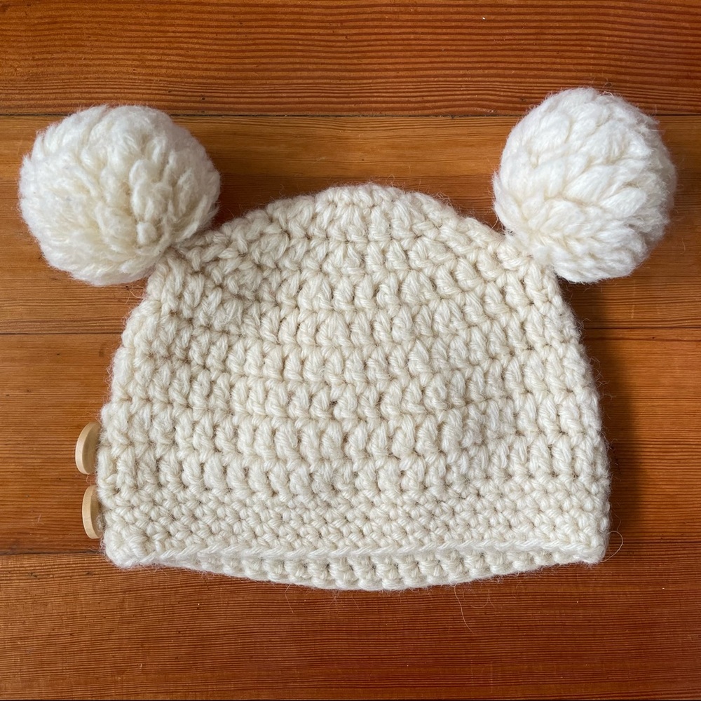 100% Wool Infant/Toddler Pompom Hat